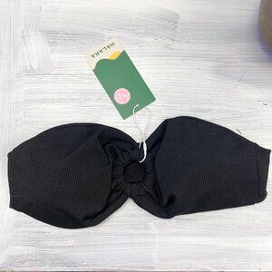 Halara Black Ribbed Knit Strapless Bikini Top